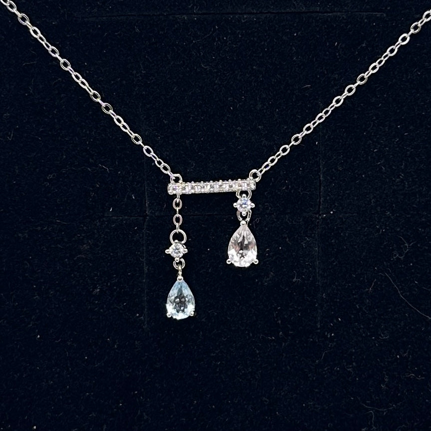 Morganite and aquamarine drop necklace