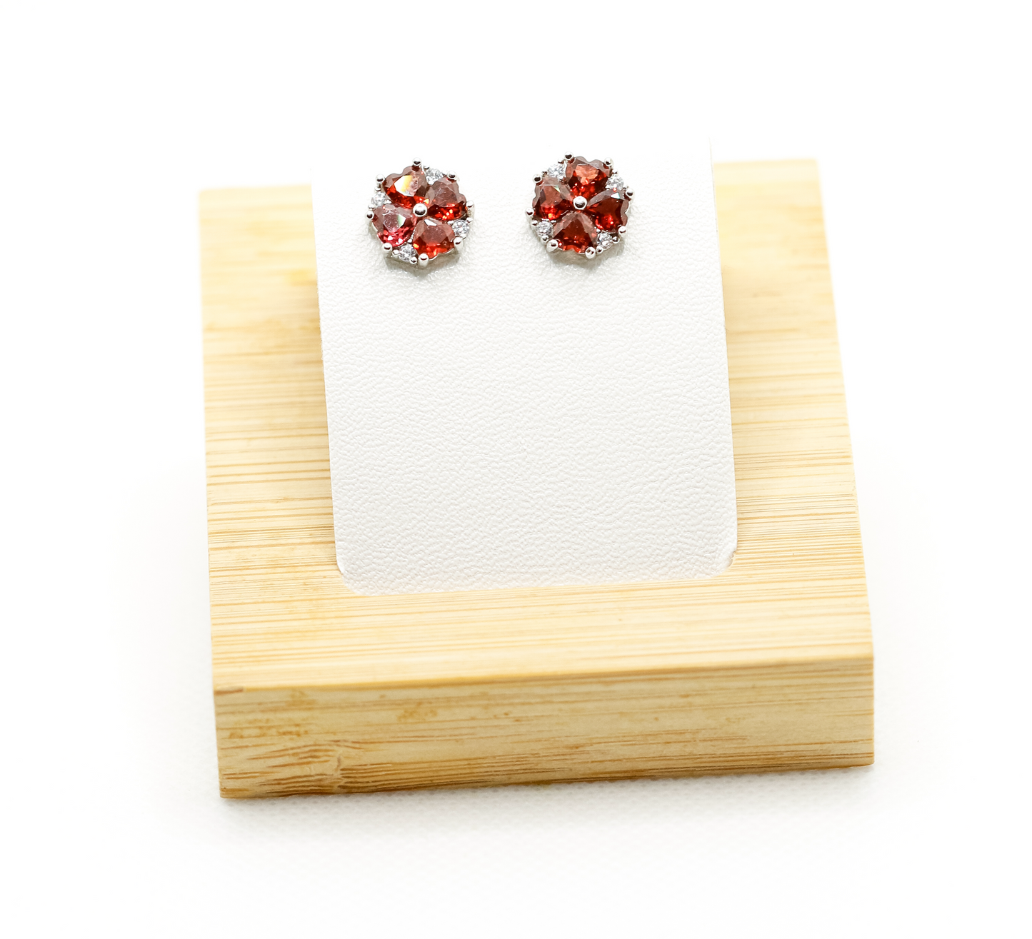 Garnet floret ear studs
