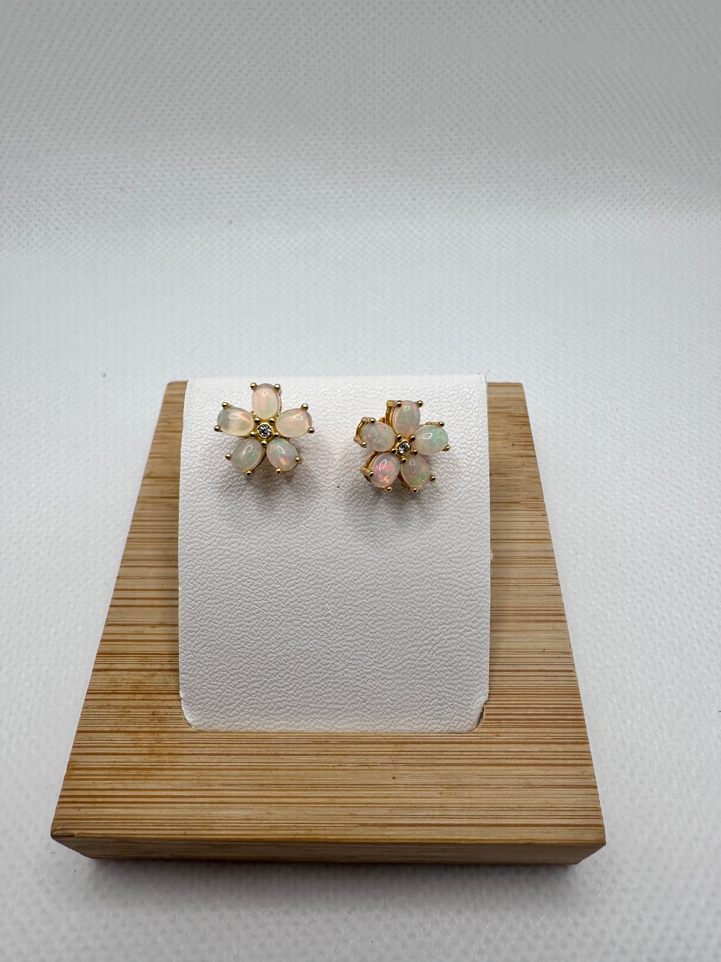 Opal floral stud earrings