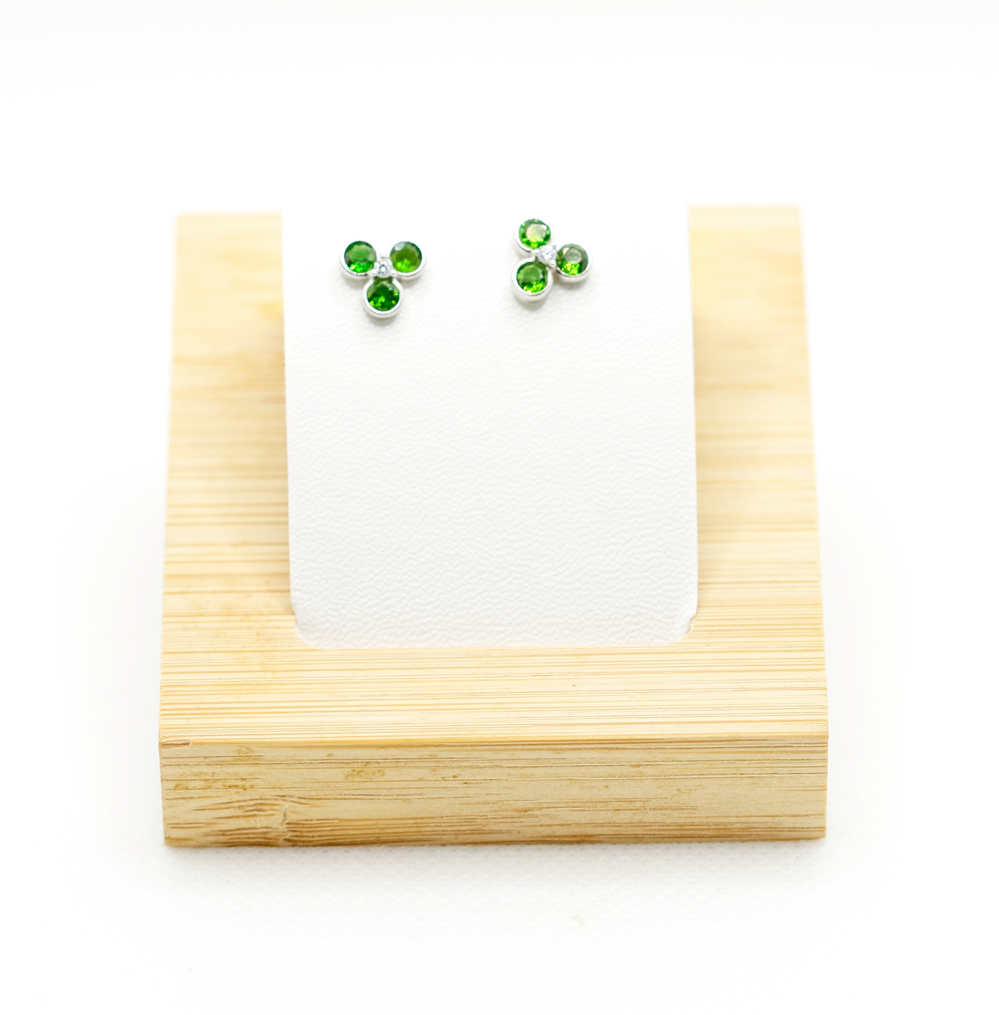Diopside clover ear studs