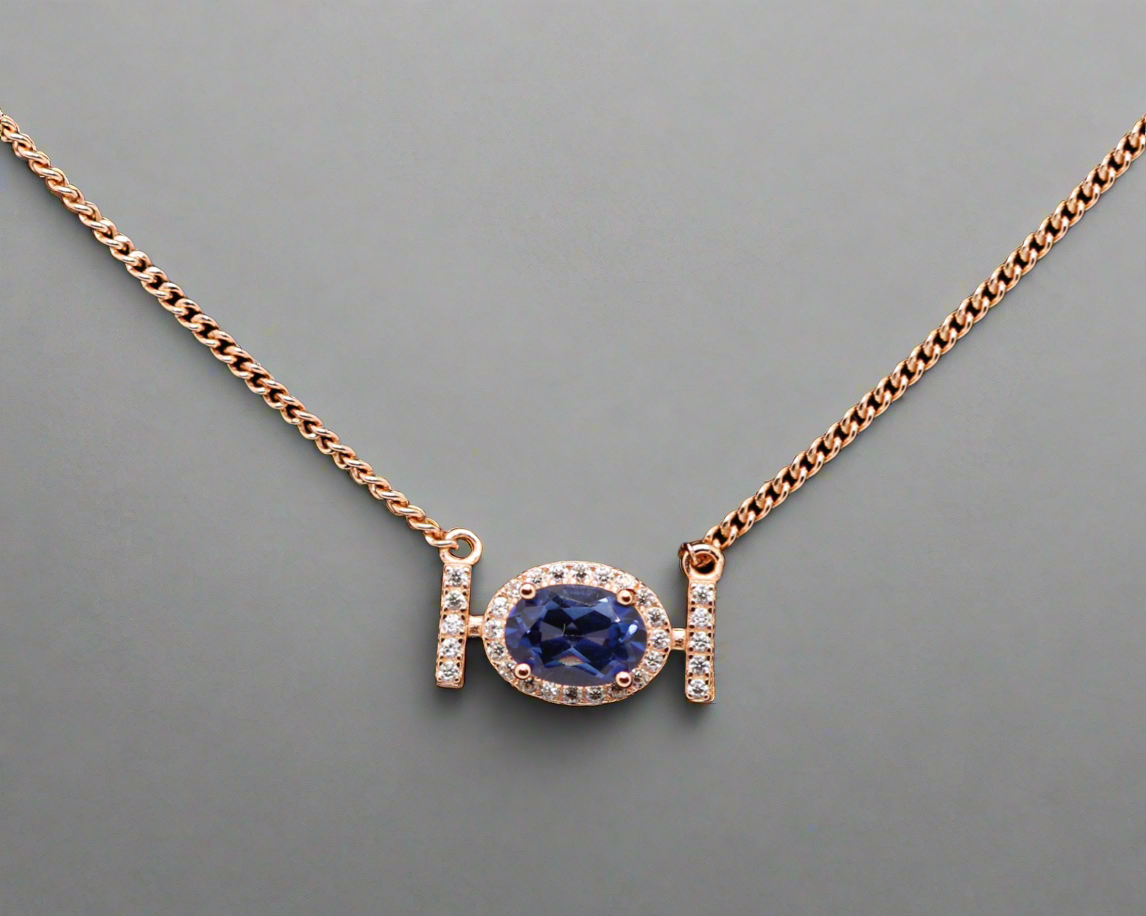 London blue topaz bar necklace