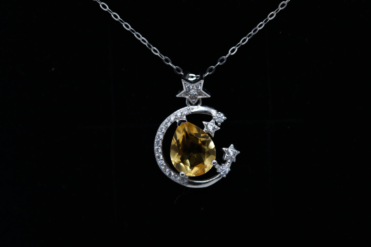Citrine moon & star pendant