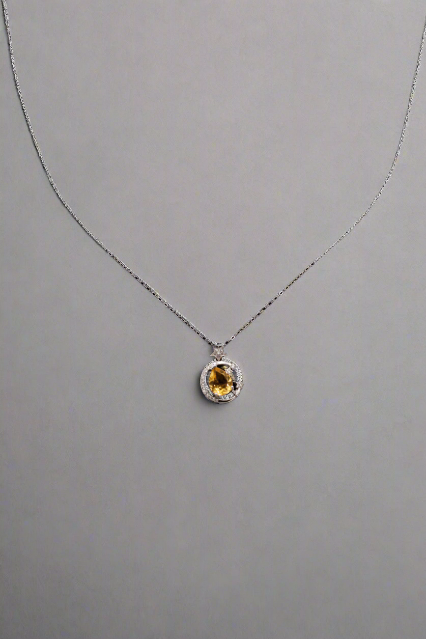 Citrine moon & star pendant