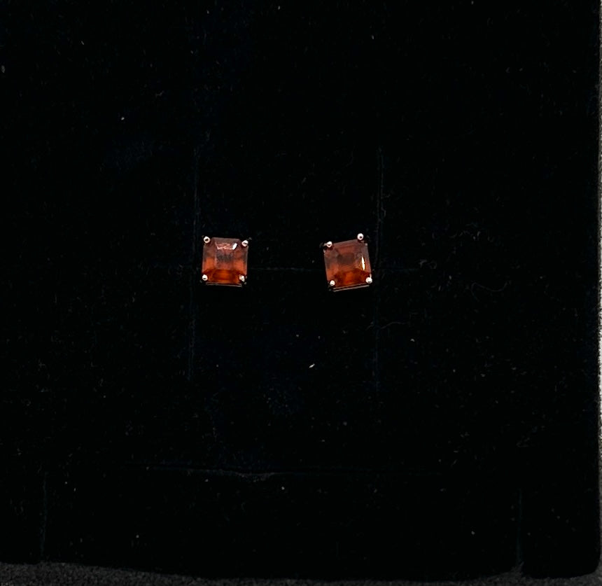 Spessartine garnet stud earrings sterling