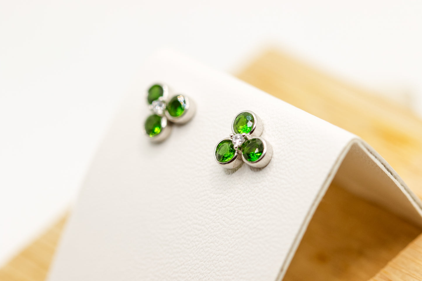 Diopside clover ear studs