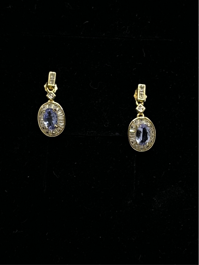 Tanzanite drop earrings - gold