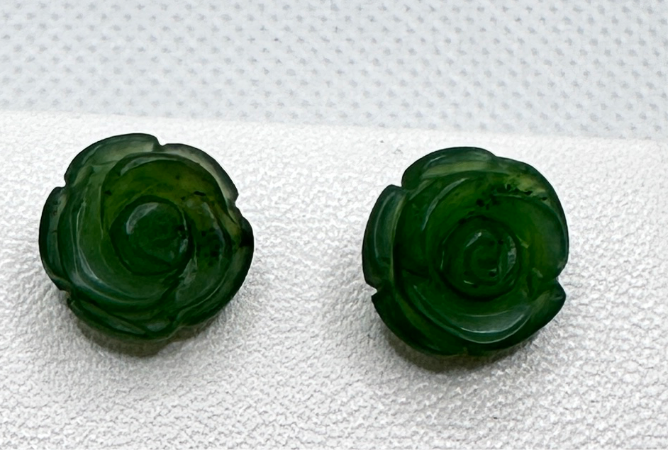 Jade rose earrings