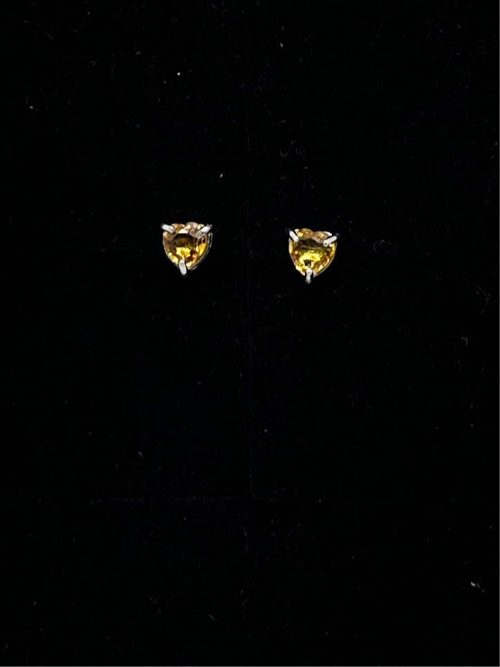 Canary yellow sapphire heart stud earrings