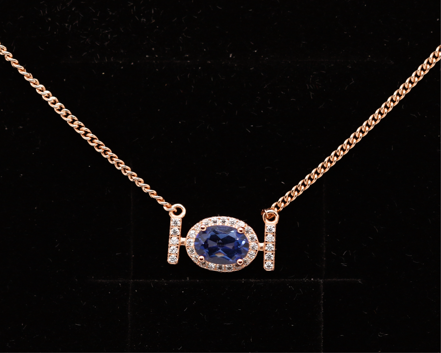 London blue topaz bar necklace