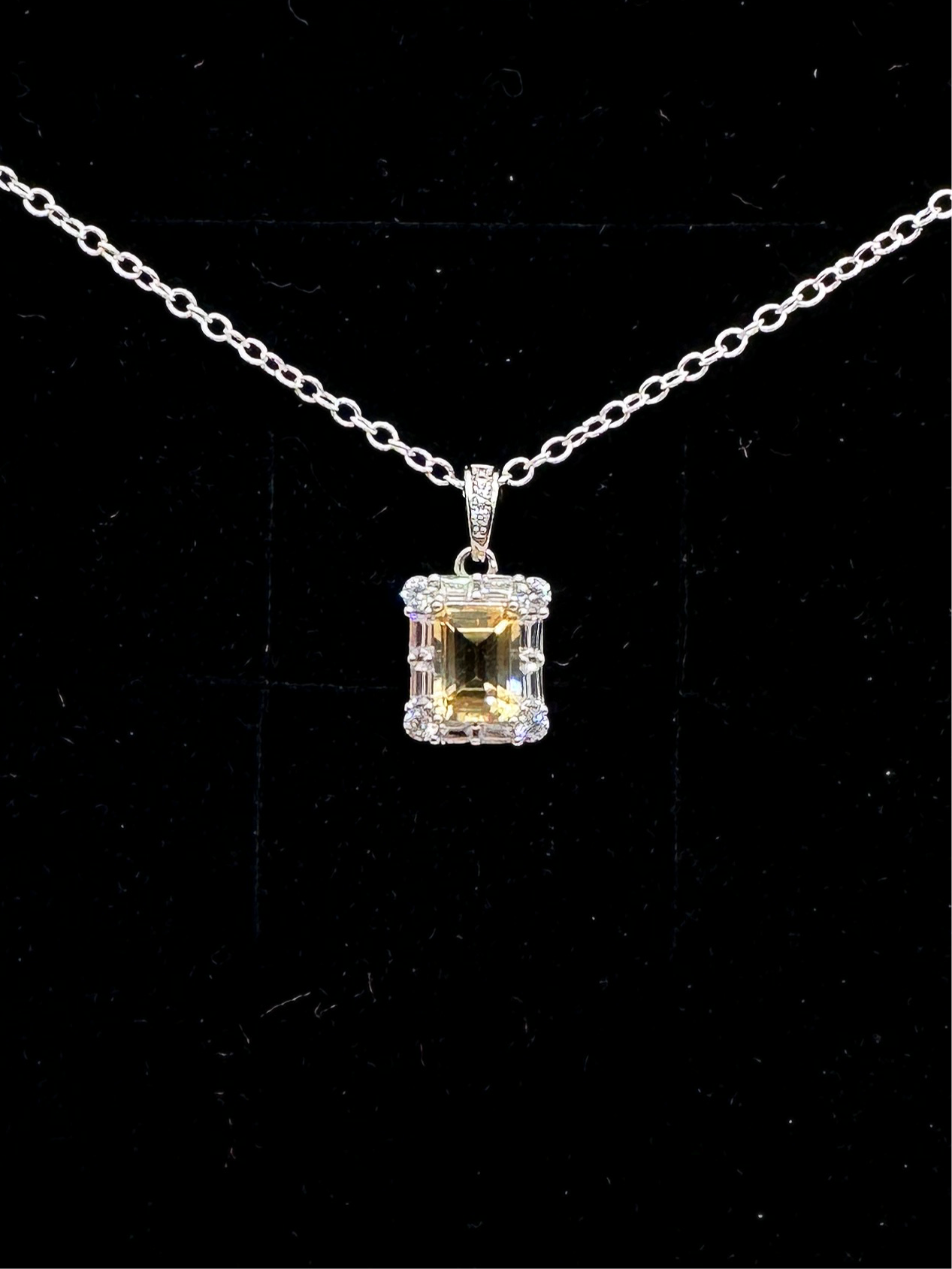Citrine halo solitaire pendant
