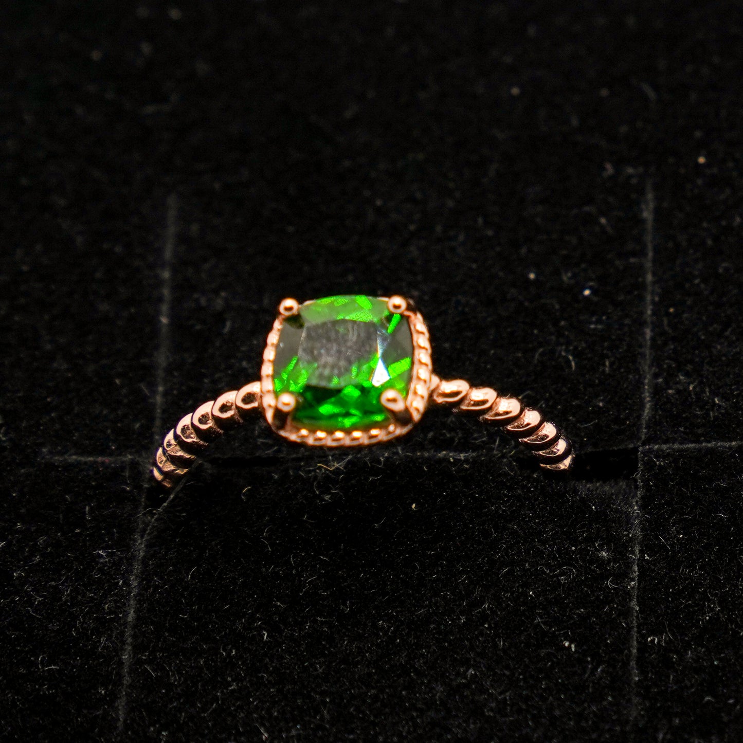 Rose gold diopside ring