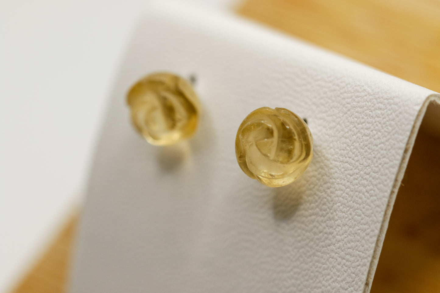 Rose citrine ear studs