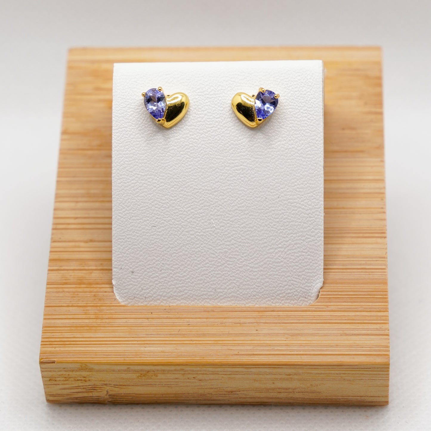 Tanzanite heart stud earrings