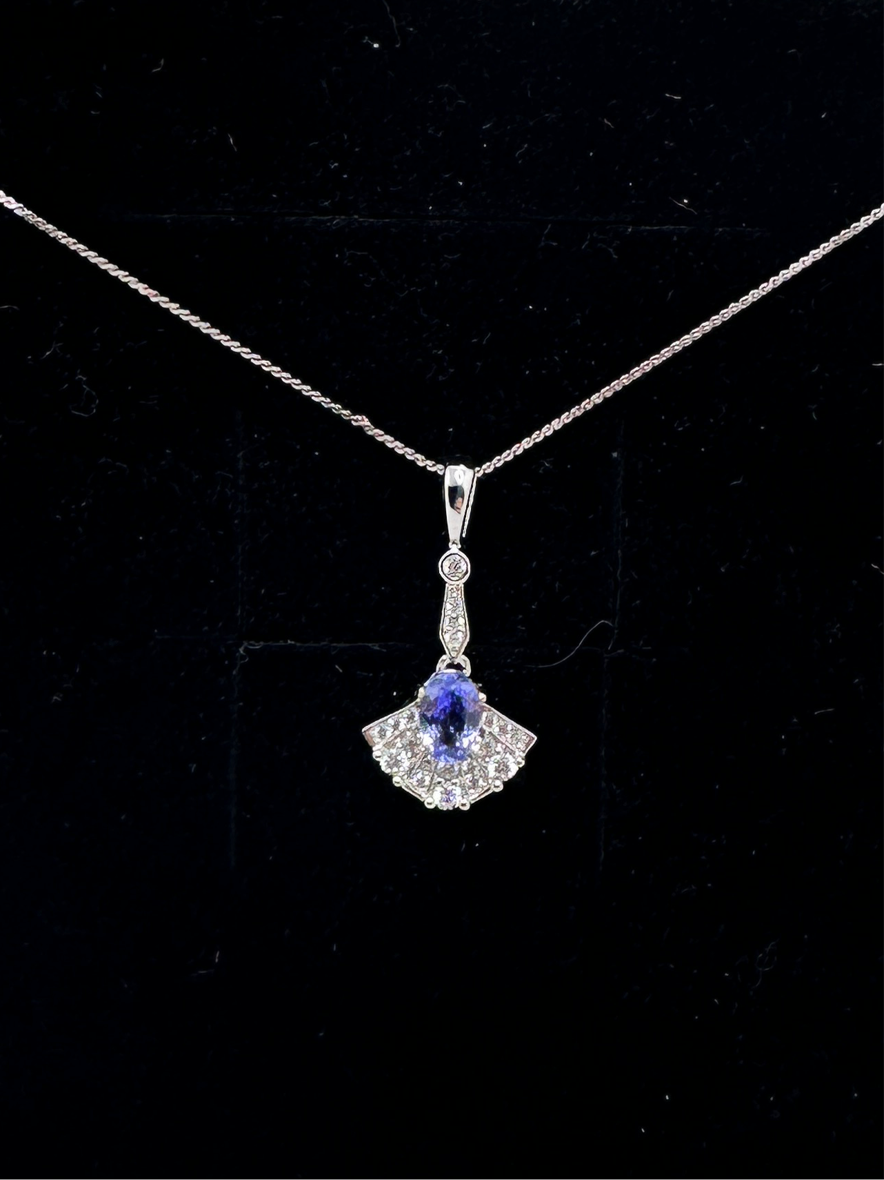 Art deco style tanzanite pendant