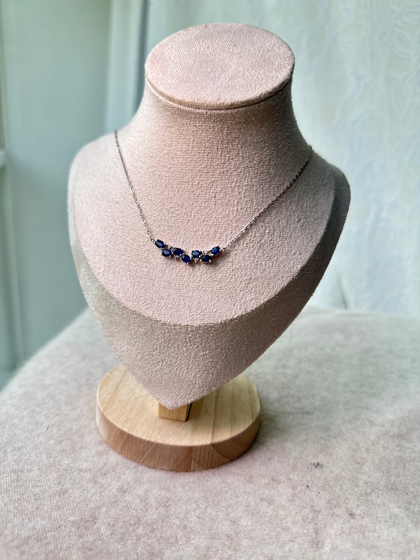 Delicate blue sapphire necklace
