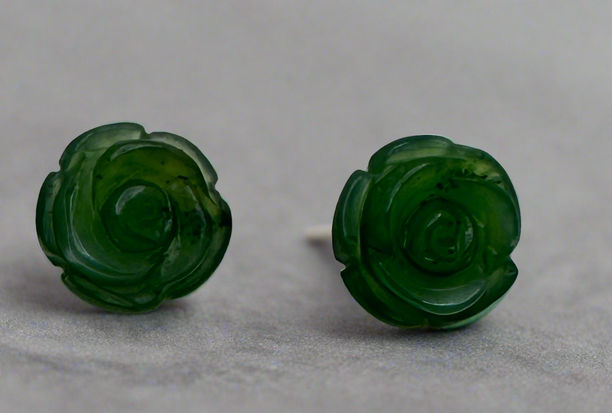 Jade rose earrings