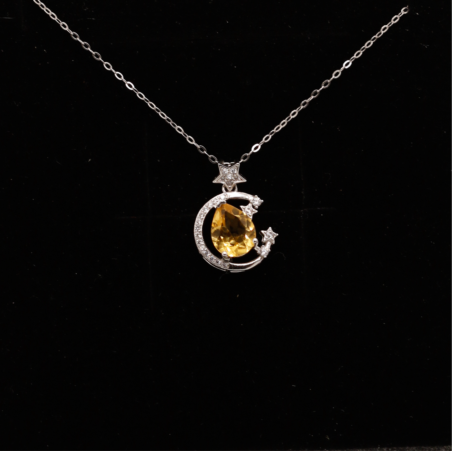 Citrine moon & star pendant