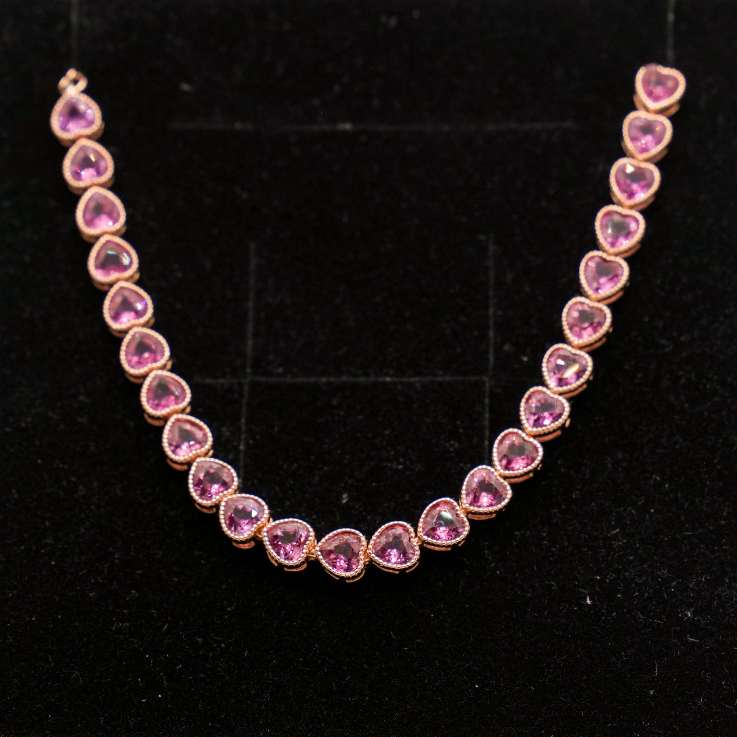 Rhodolite garnet heart tennis bracelet