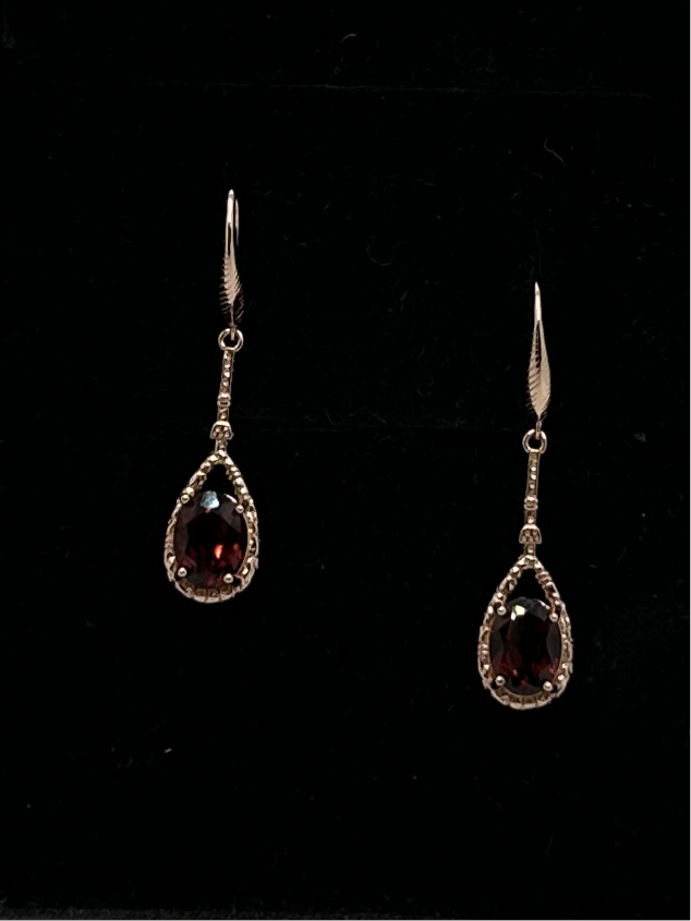 Garnet drop earrings - rose gold