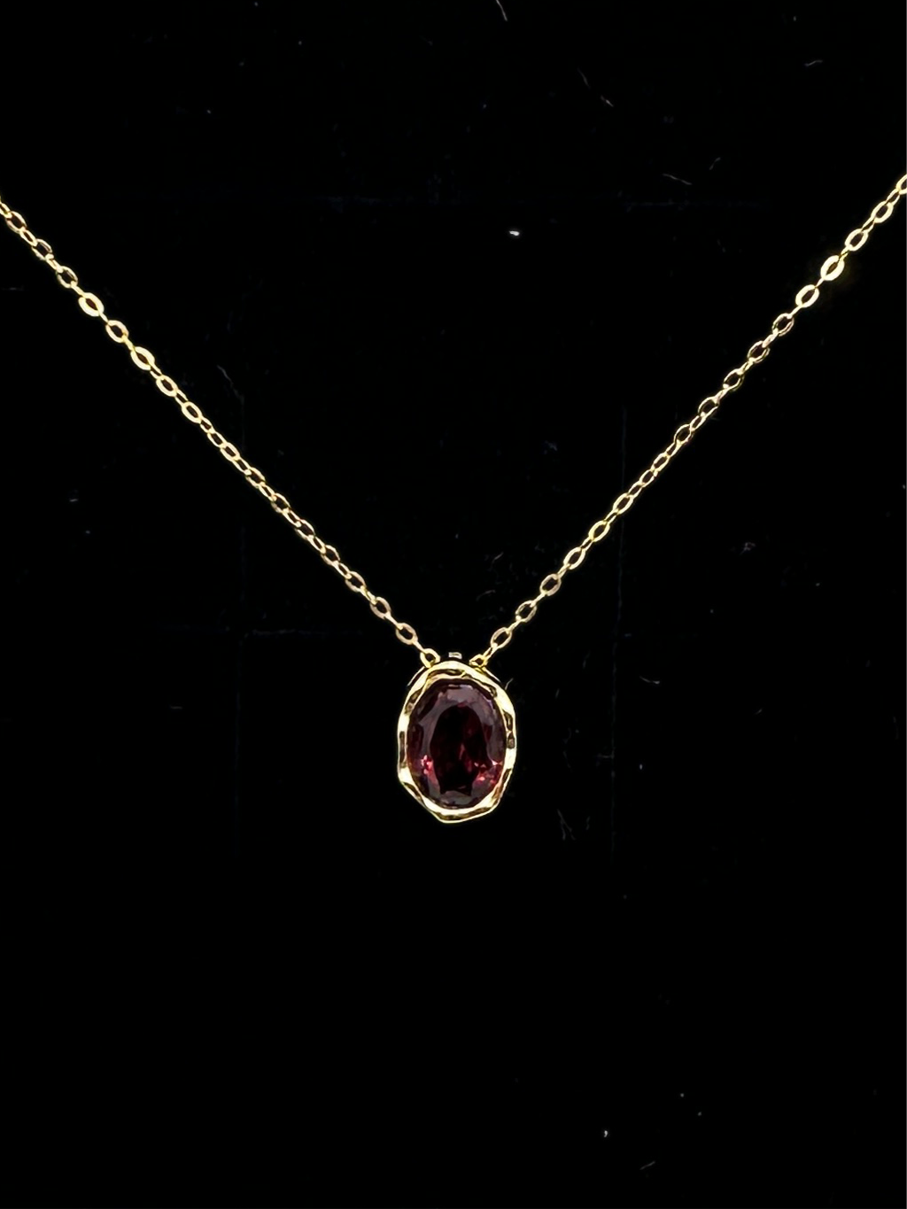 Organic bezel garnet pendant