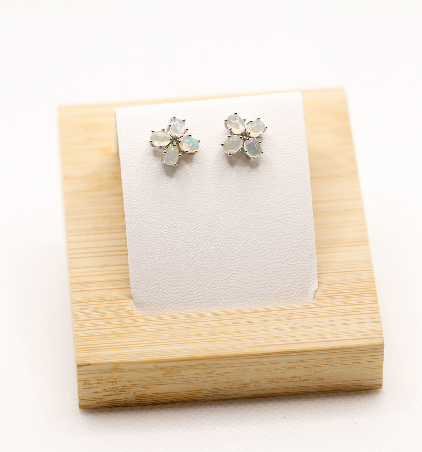 Opal flower ear studs