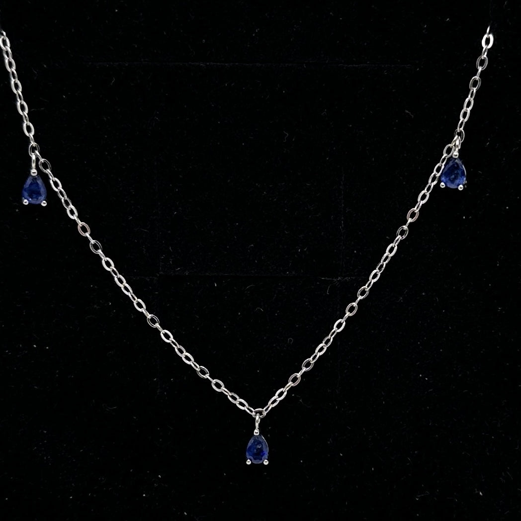 Delicate station necklace - sapphire