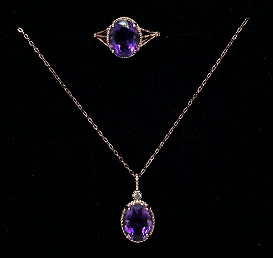 Amethyst ring and pendant set l