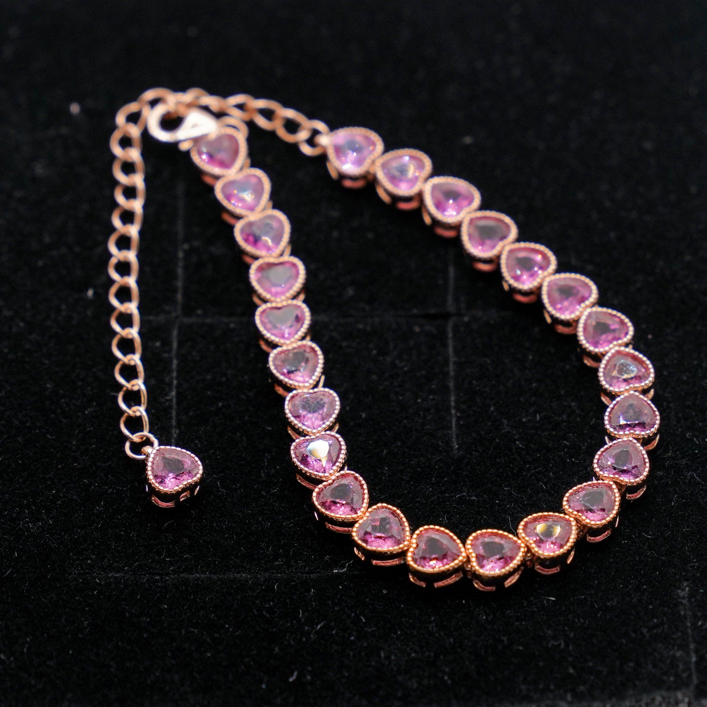 Rhodolite garnet heart tennis bracelet