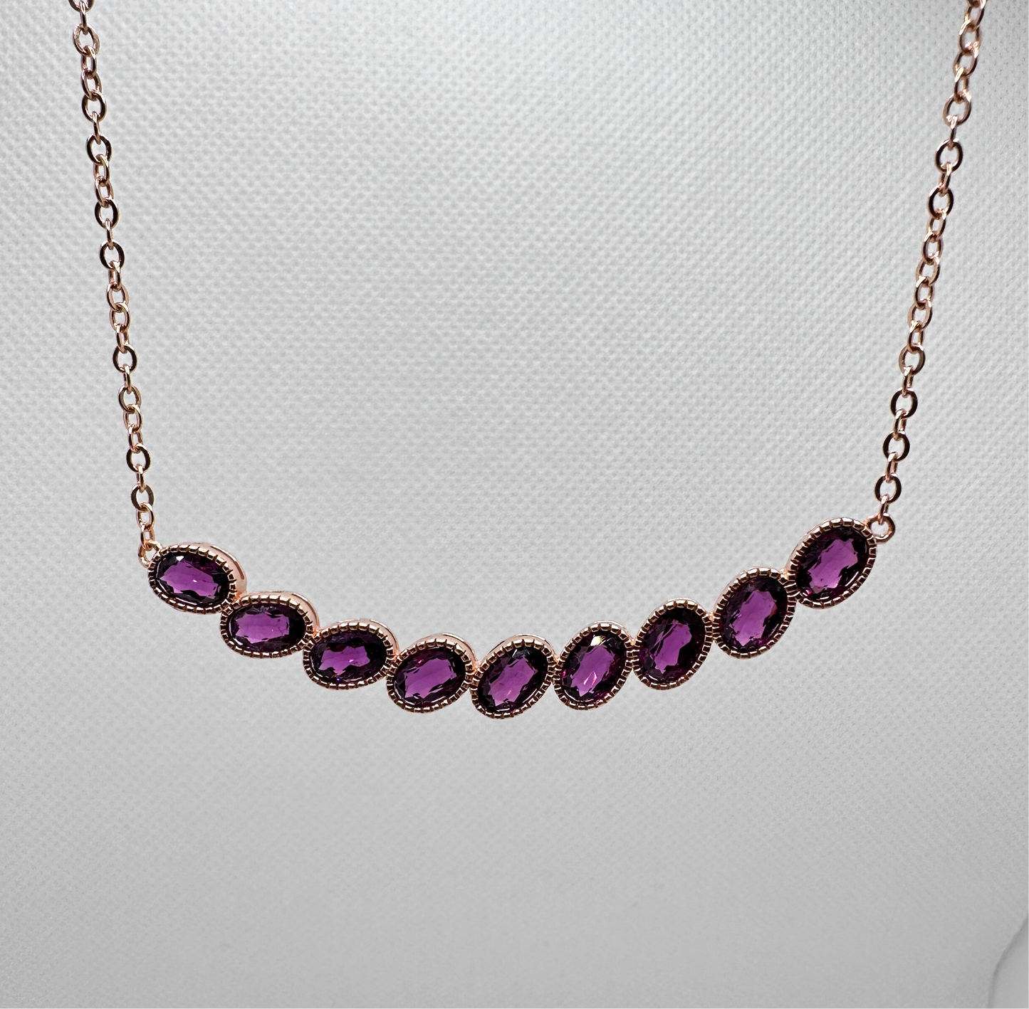 Rhodolite garnet smile necklace