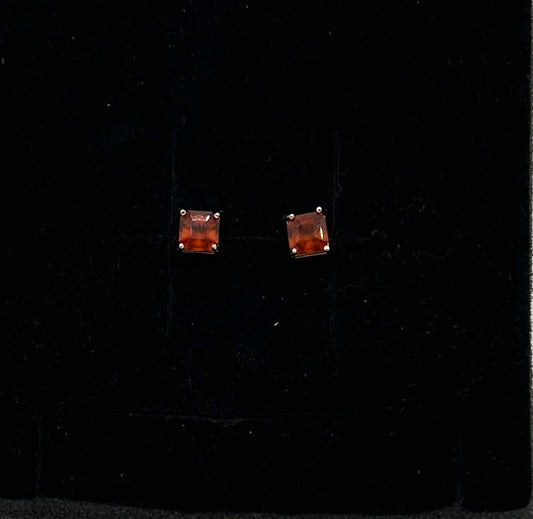 Spessartine garnet stud earrings sterling
