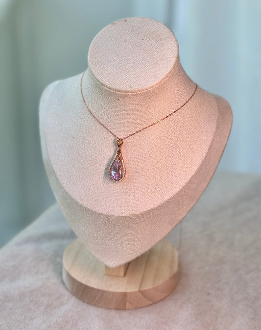 Kunzite pear halo pendant