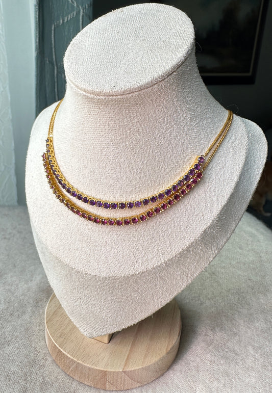 Round half tennis necklaces