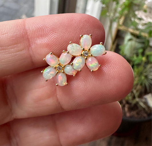 Opal floral stud earrings
